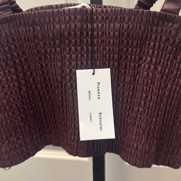 PROENZA SCHOULER Faux Leather Top Smocked in Pilot NEW - Picture 11 of 13